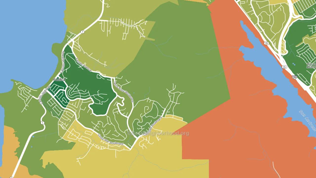 Millbrae Meadows, CA block-group voter-turnout map