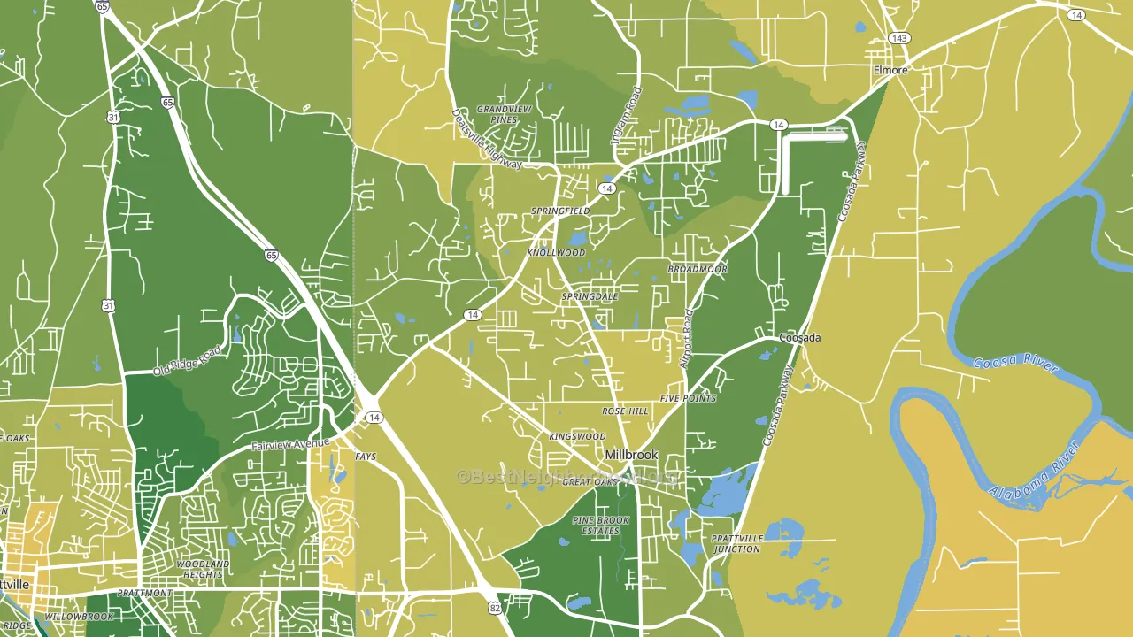 Millbrook, AL block-group voter-turnout map