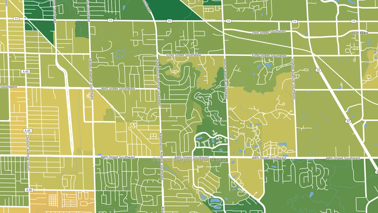 Millbrook, Grand Rapids, MI block-group voter-turnout map