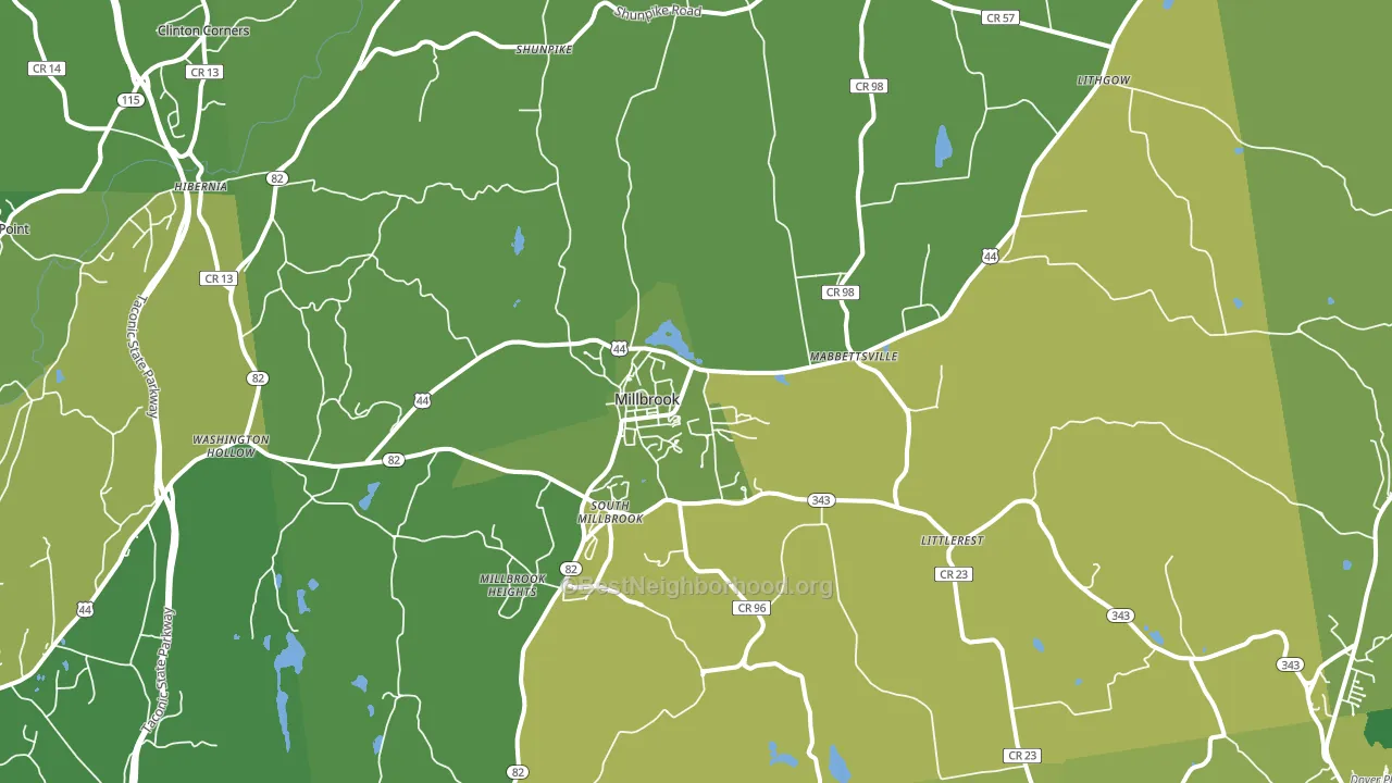 Millbrook, NY block-group voter-turnout map