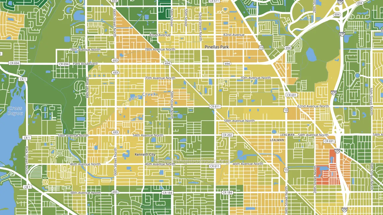 Millbrooke Ranch, Pinellas Park, FL block-group voter-turnout map