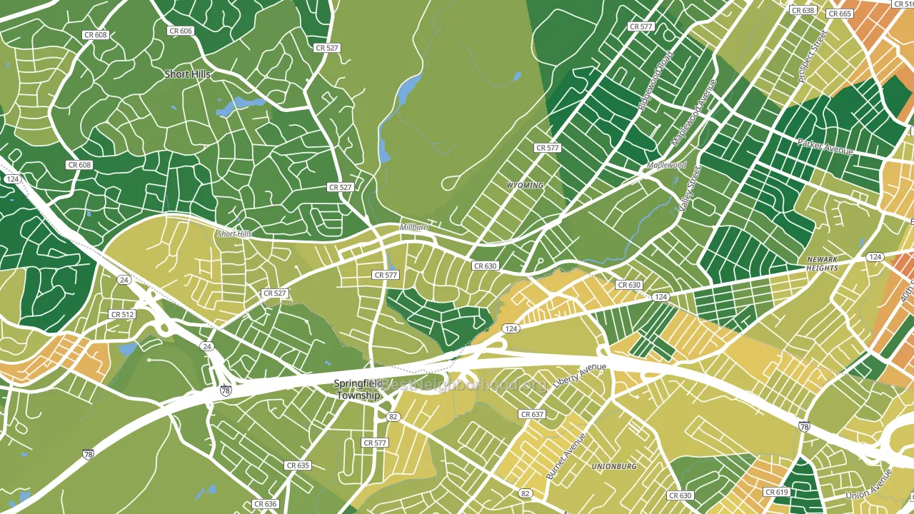 Millburn, NJ block-group voter-turnout map