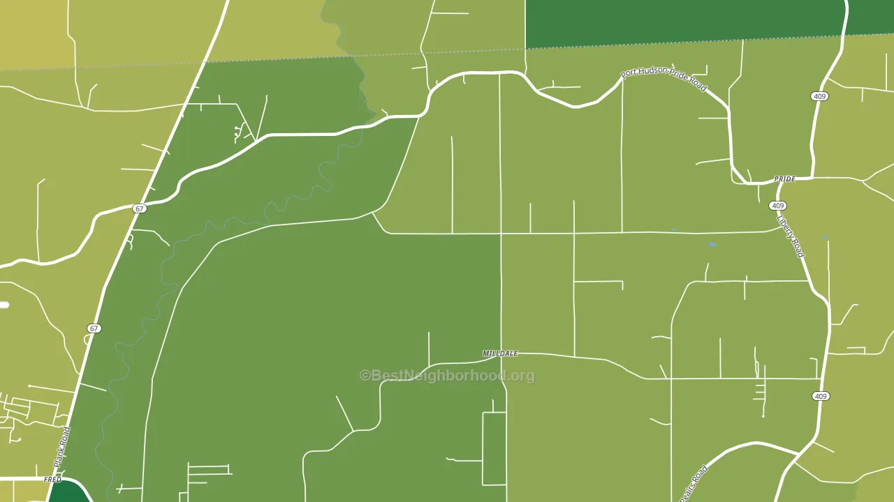 Milldale, LA block-group voter-turnout map