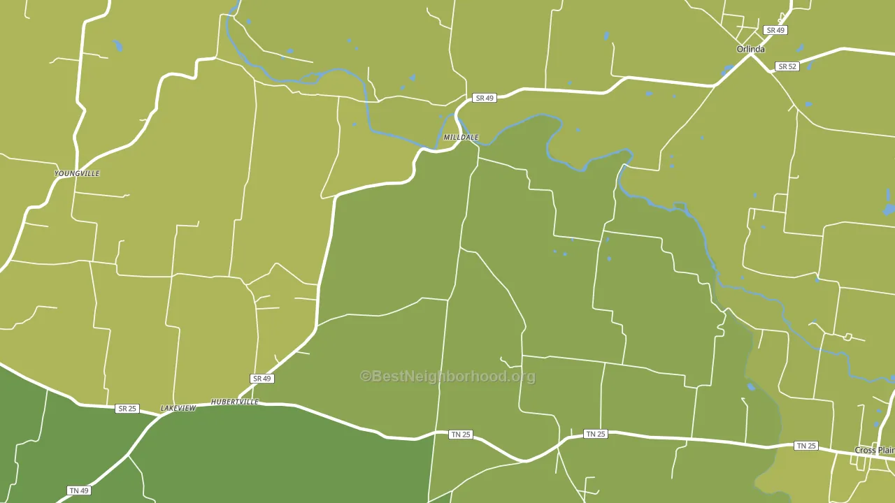 Milldale, TN block-group voter-turnout map