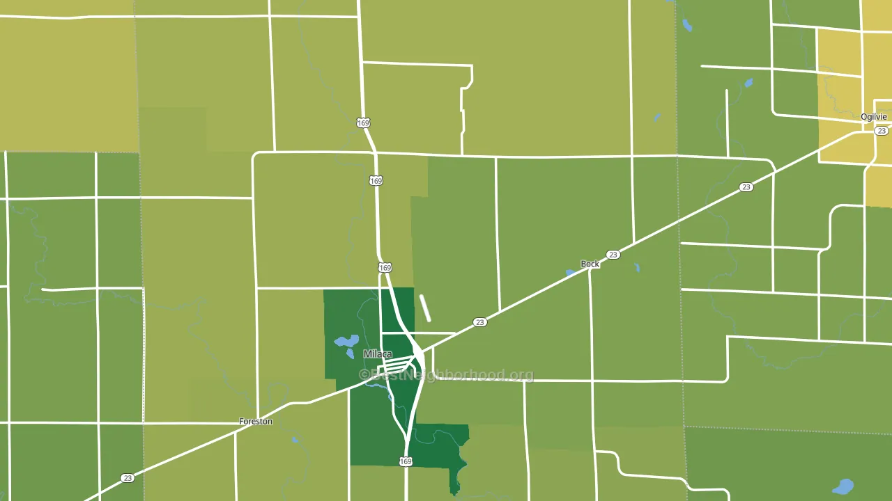 Mille Lacs County, MN block-group voter-turnout map