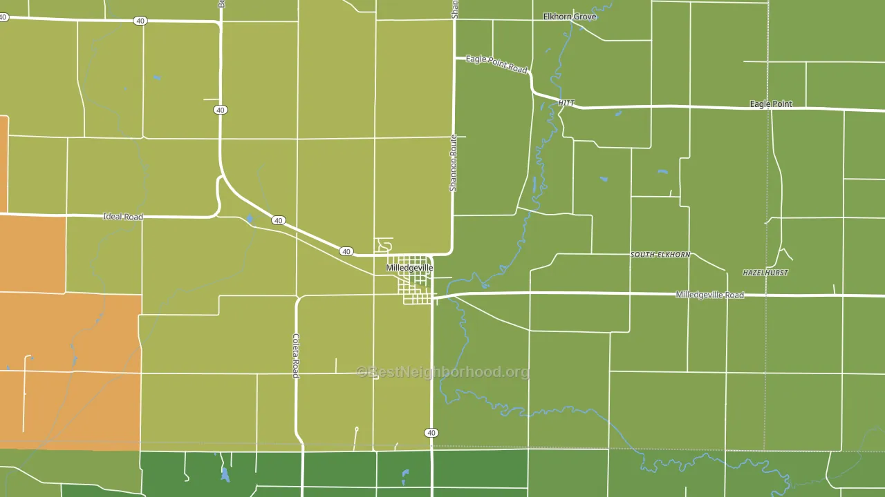 Milledgeville, IL block-group voter-turnout map