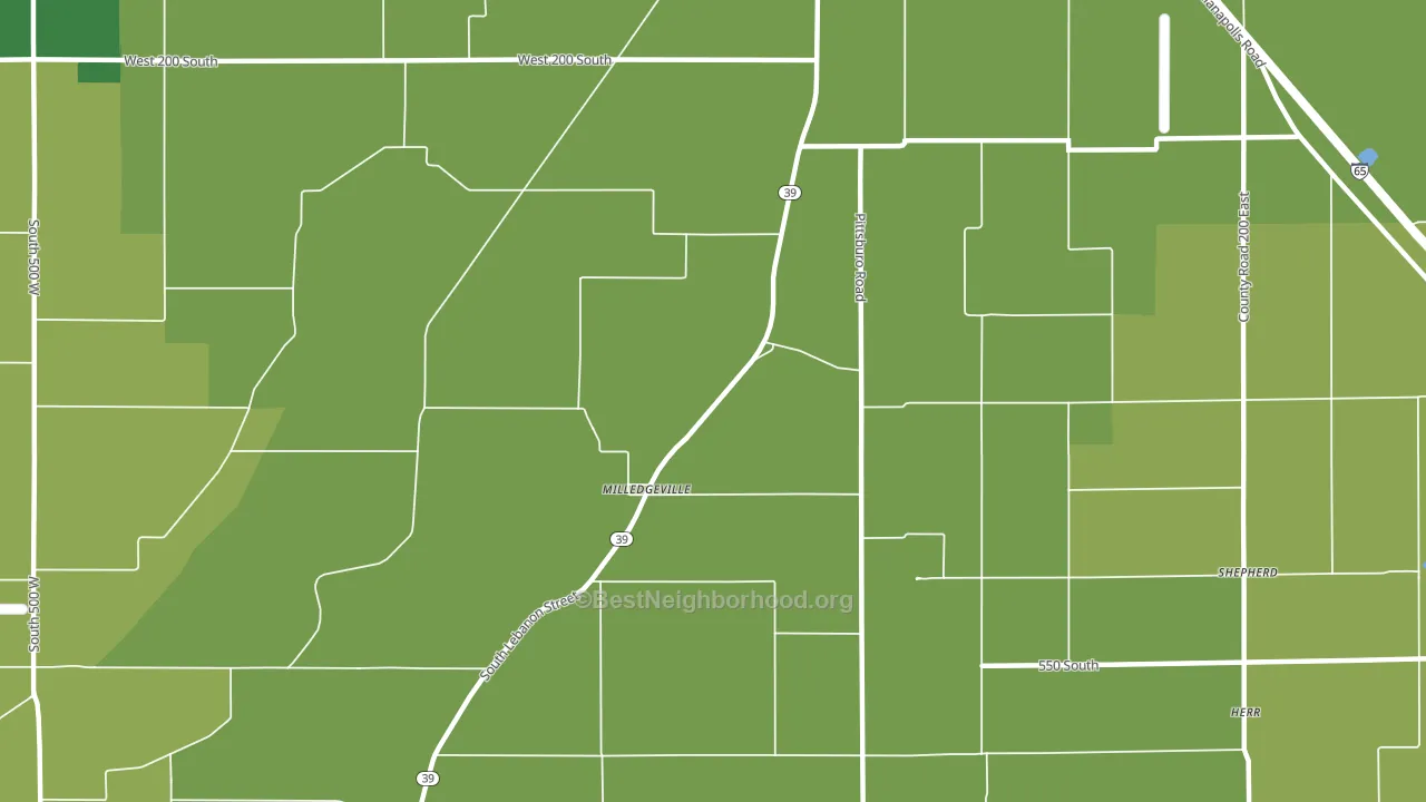 Milledgeville, IN block-group voter-turnout map