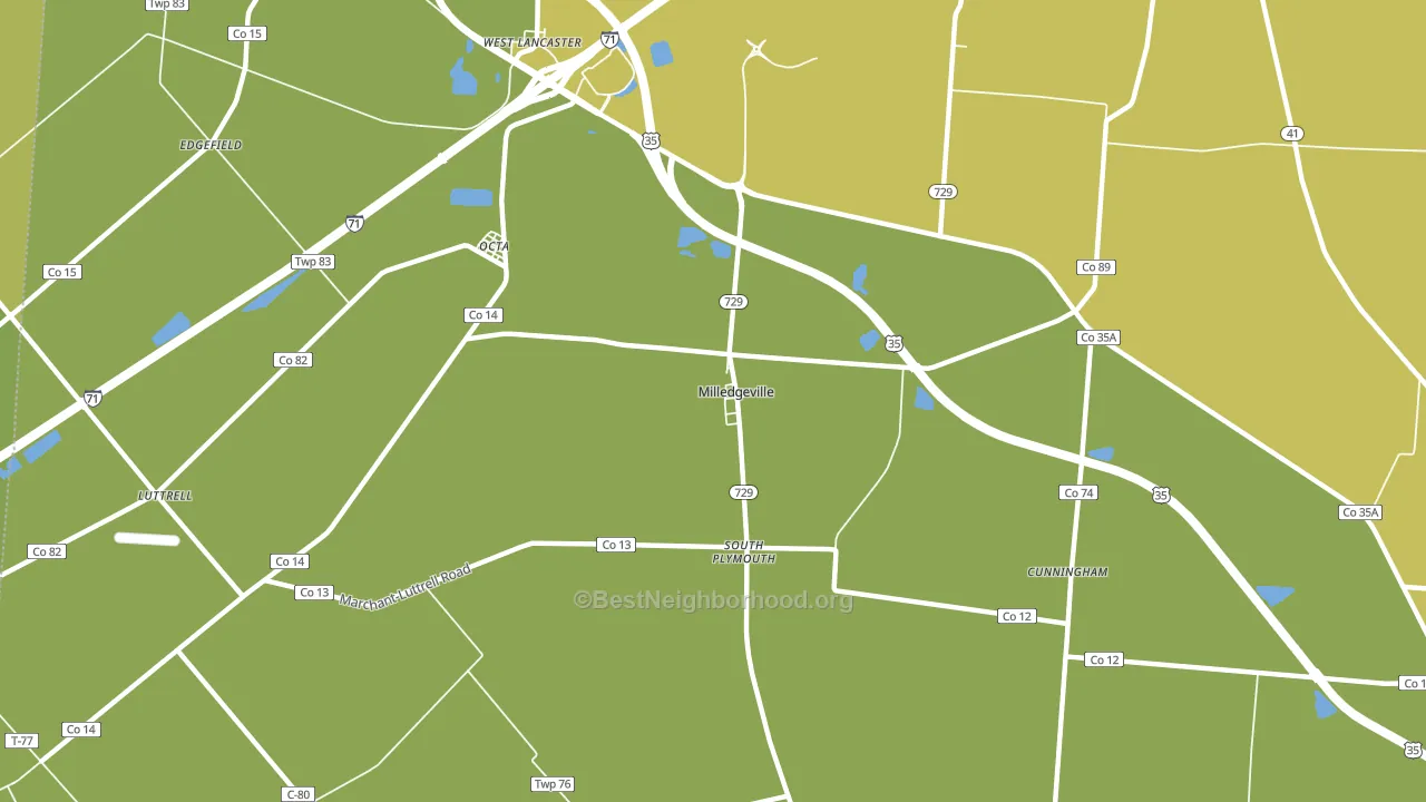 Milledgeville, OH block-group voter-turnout map