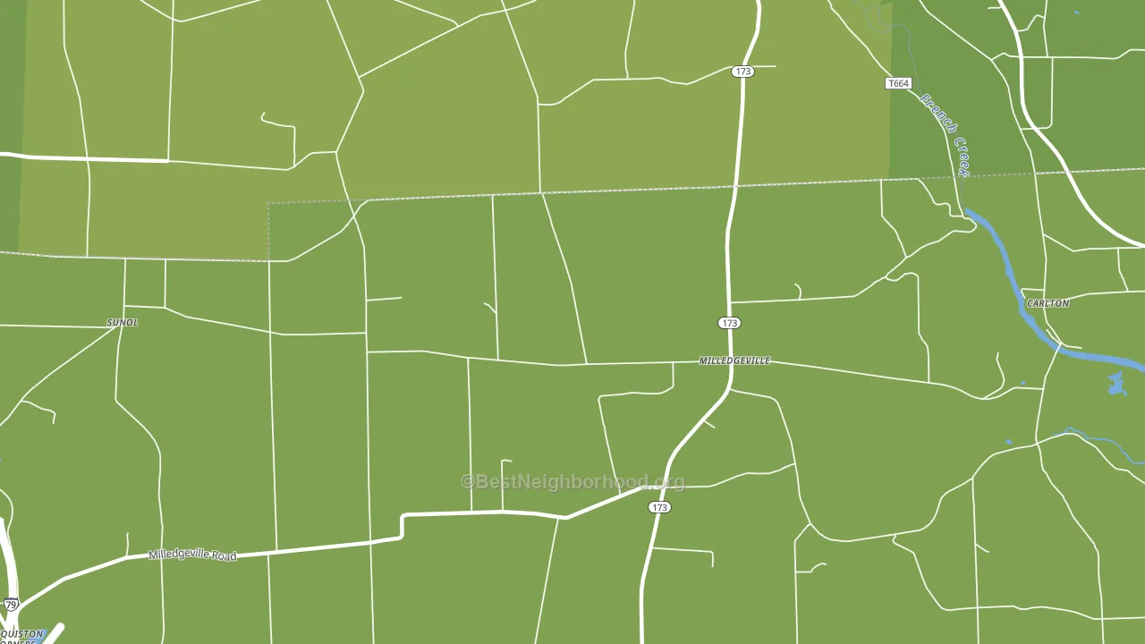 Milledgeville, PA block-group voter-turnout map
