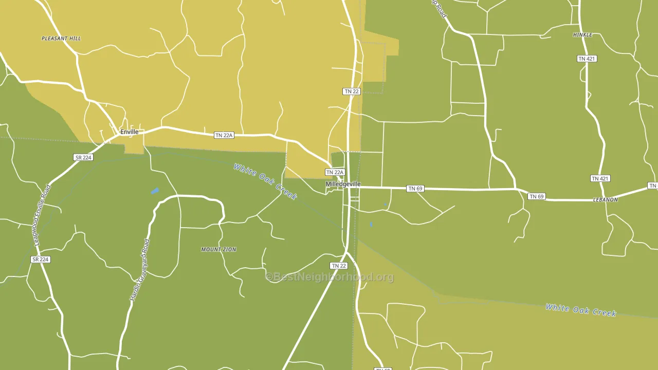 Milledgeville, TN block-group voter-turnout map