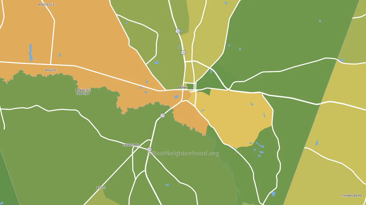 Millen, GA block-group voter-turnout map