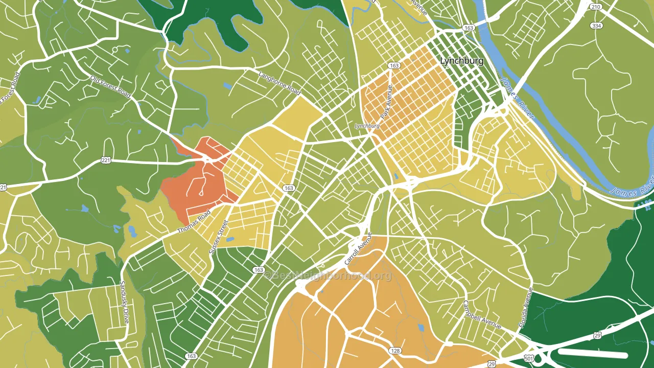 Miller Park, Lynchburg, VA block-group voter-turnout map