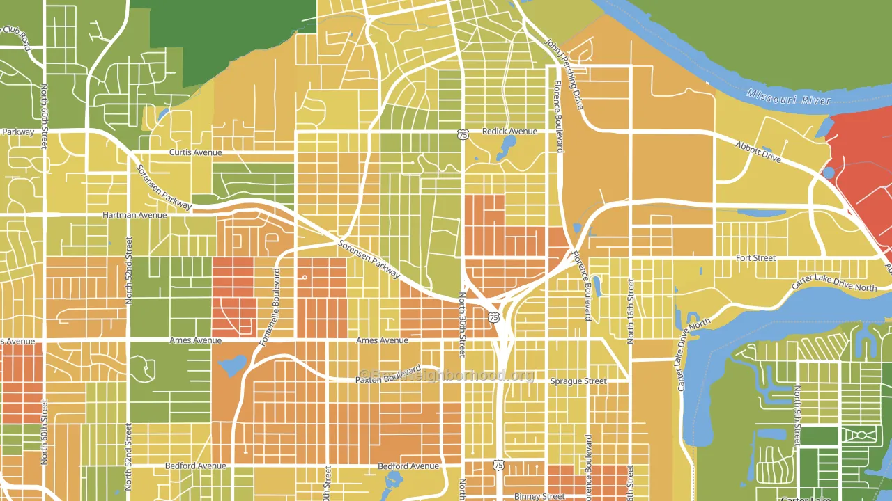 Miller Park Minne Lusa Area, Omaha, NE block-group voter-turnout map