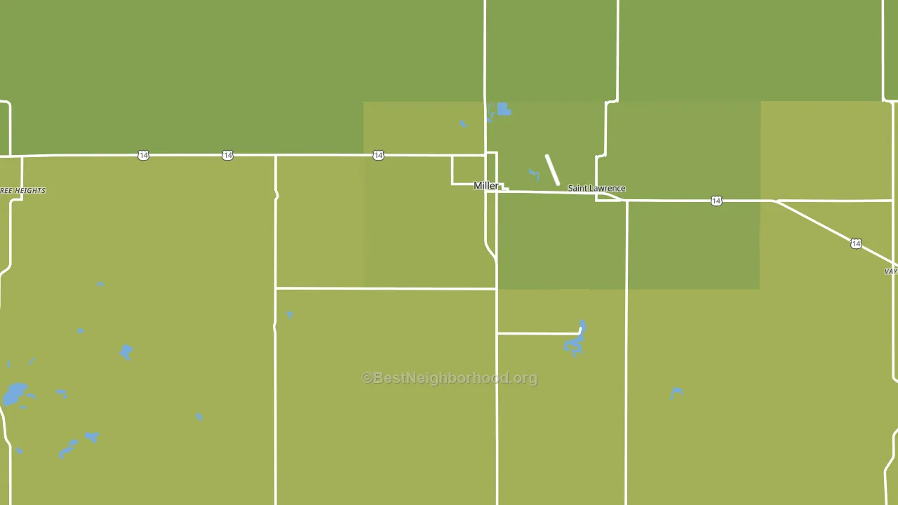 Miller, SD block-group voter-turnout map
