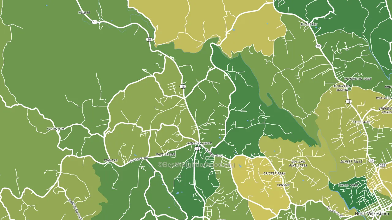 Millers Creek, NC block-group voter-turnout map