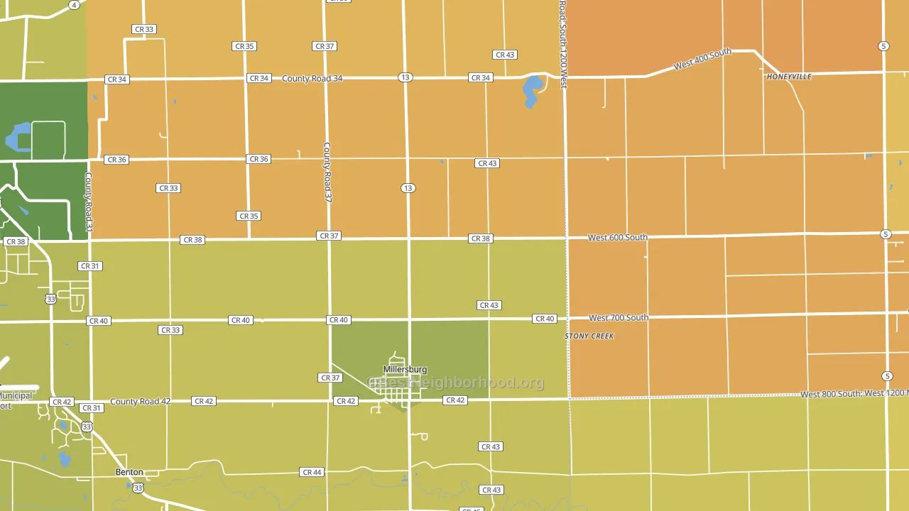 Millersburg, IN block-group voter-turnout map