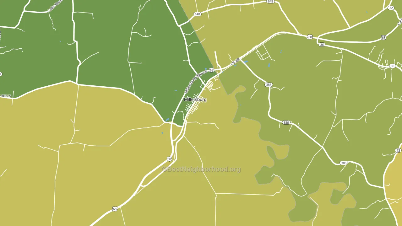 Millersburg, KY block-group voter-turnout map