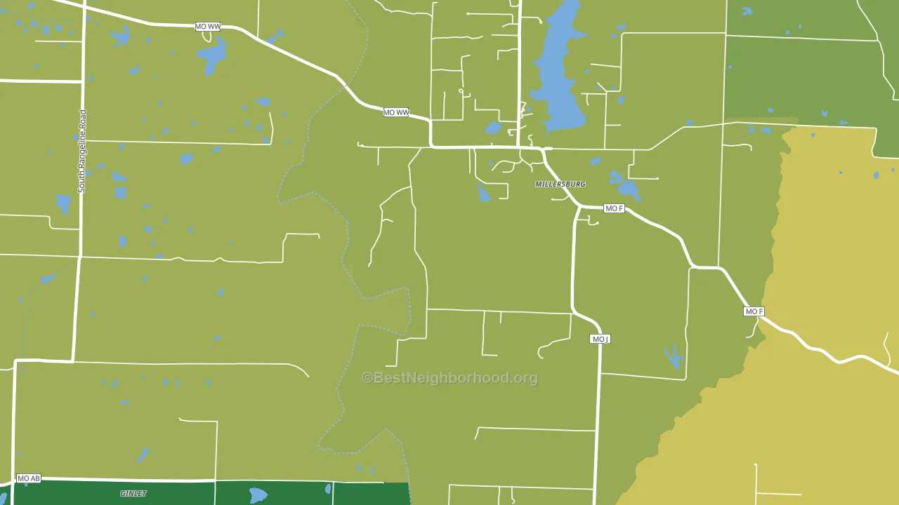 Millersburg, MO block-group voter-turnout map