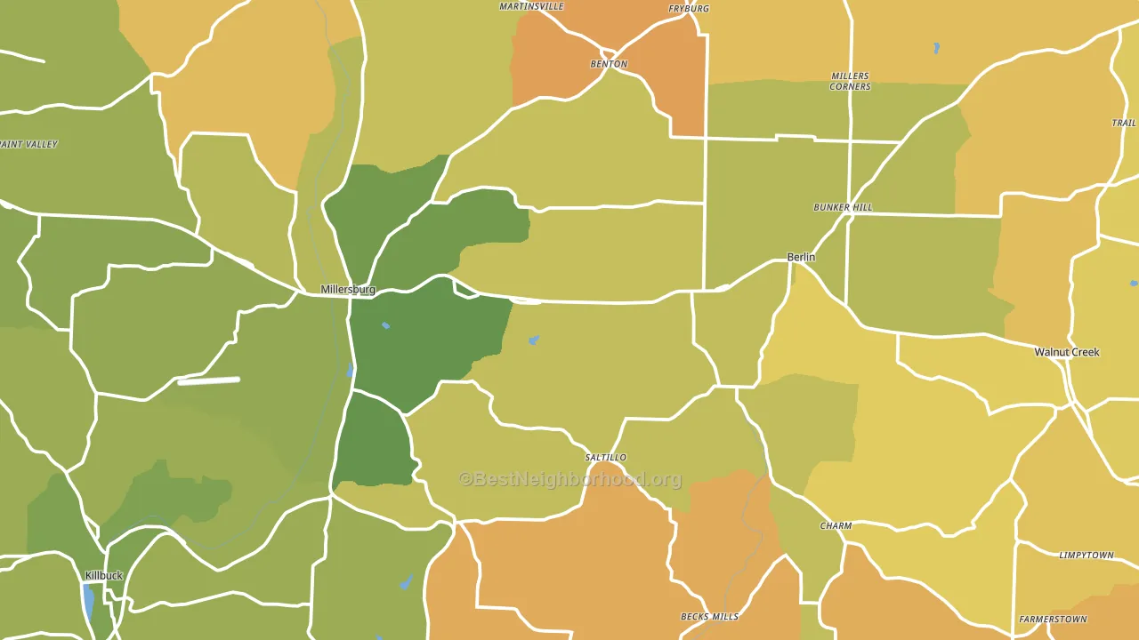 Millersburg, OH block-group voter-turnout map