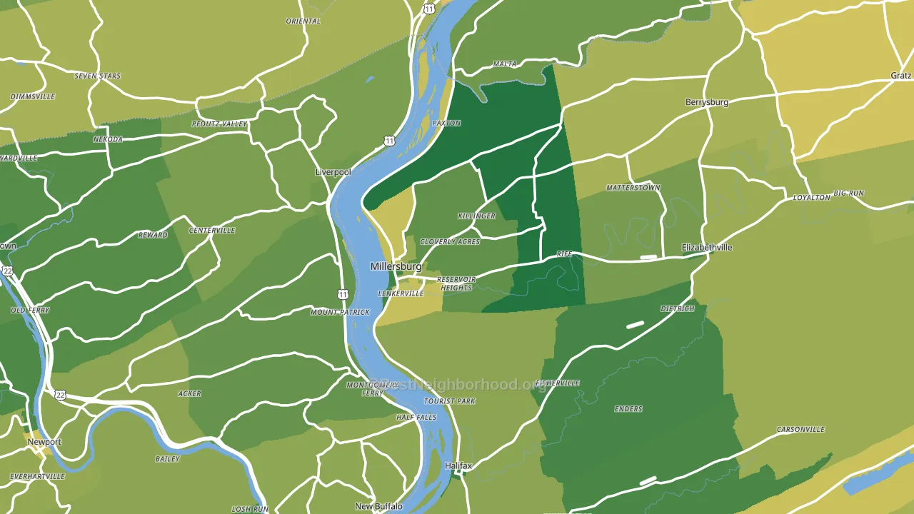Millersburg, PA block-group voter-turnout map