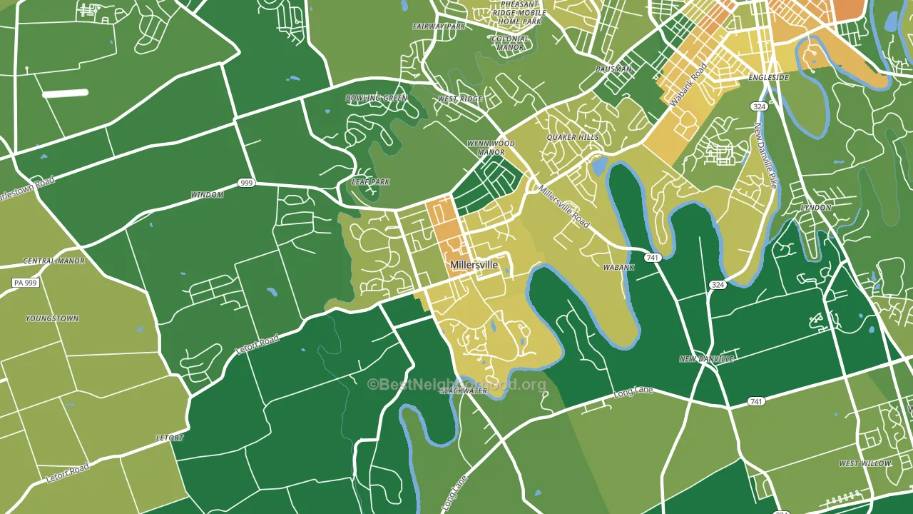 Millersville, PA block-group voter-turnout map