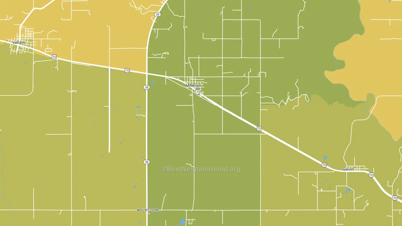 Millerton, OK block-group voter-turnout map