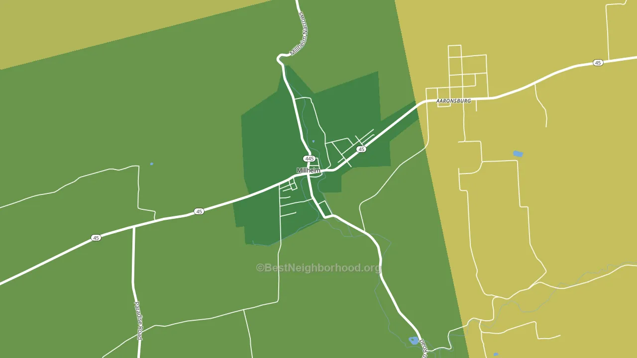 Millheim, PA block-group voter-turnout map