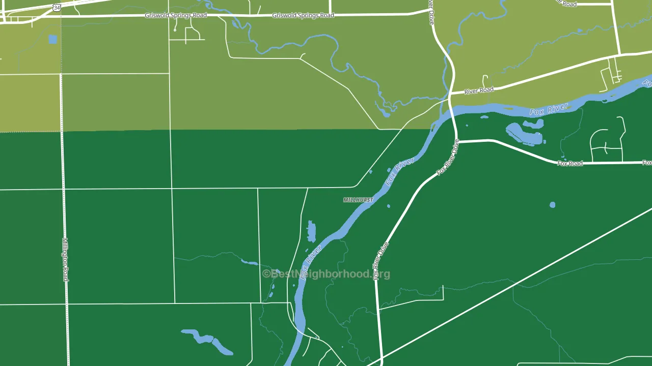 Millhurst, IL block-group voter-turnout map