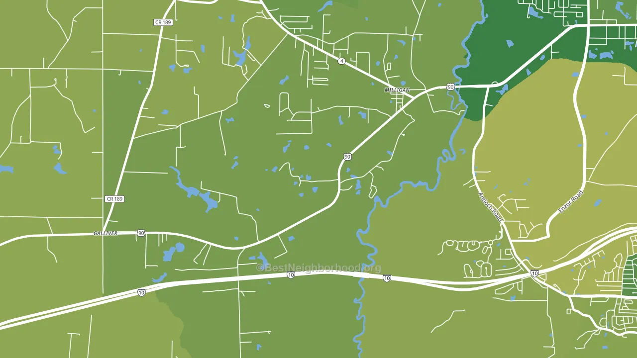 Milligan, FL block-group voter-turnout map