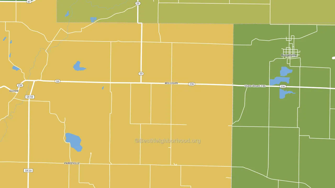 Milligan, IN block-group voter-turnout map