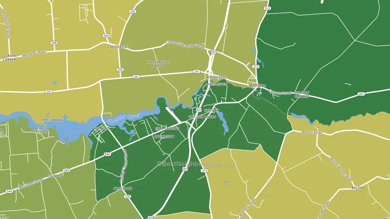 Millington, MD block-group voter-turnout map