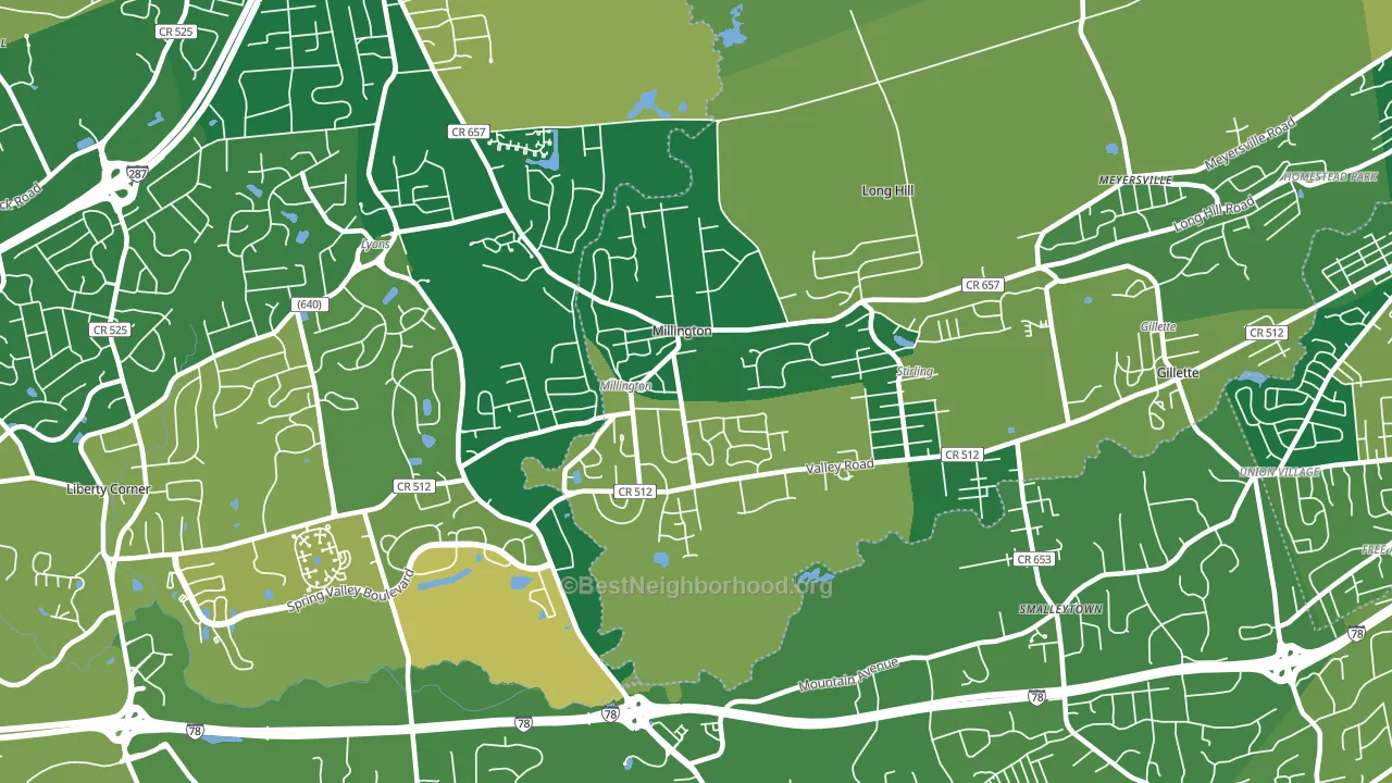 Millington, NJ block-group voter-turnout map