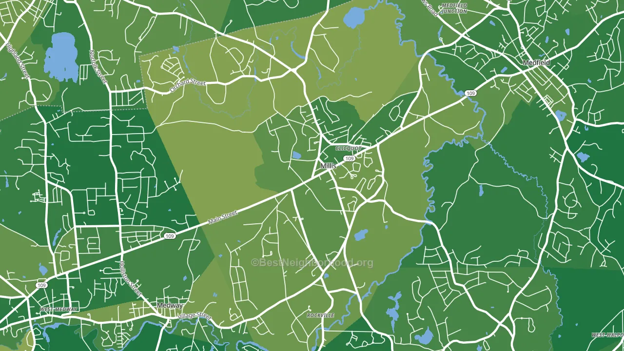 Millis, MA block-group voter-turnout map