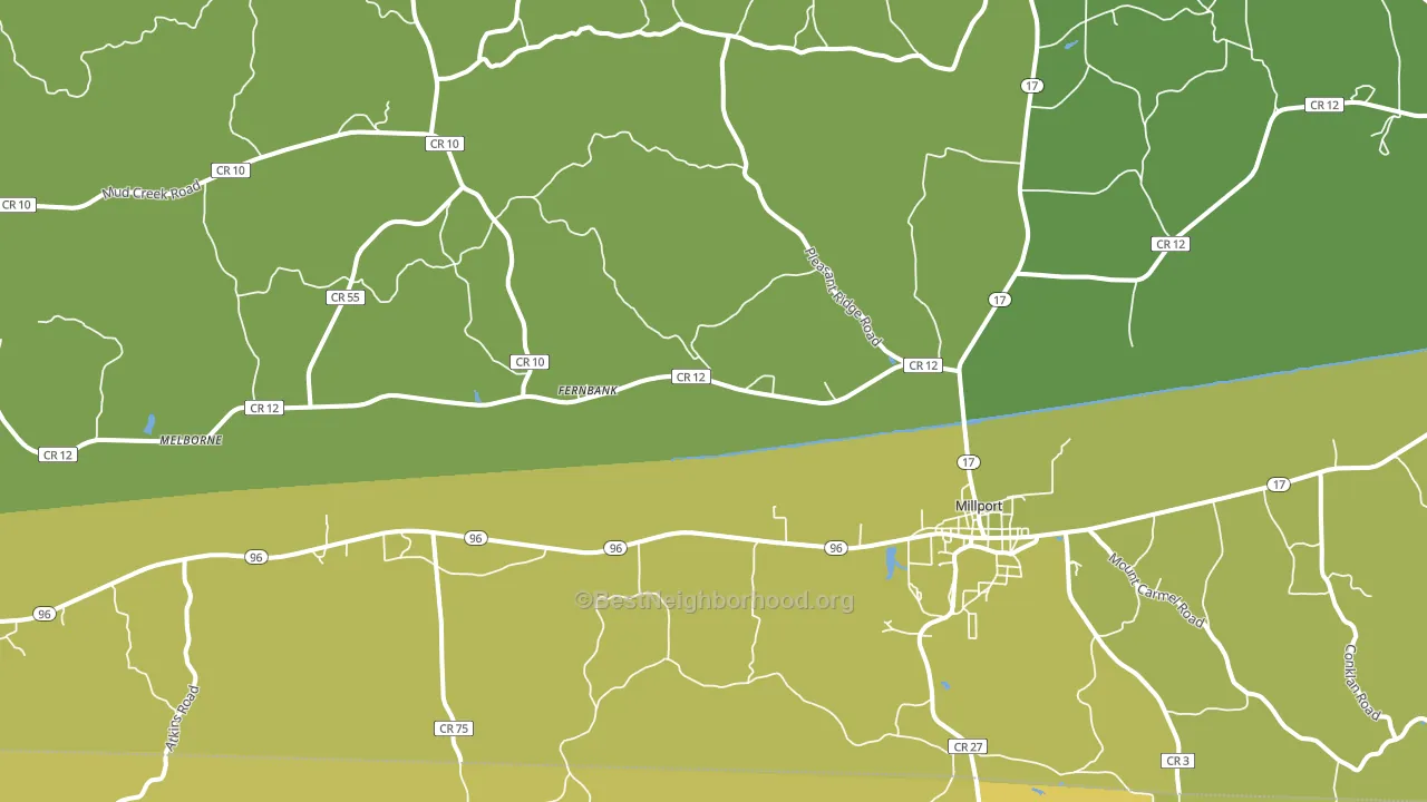 Millport, AL block-group voter-turnout map