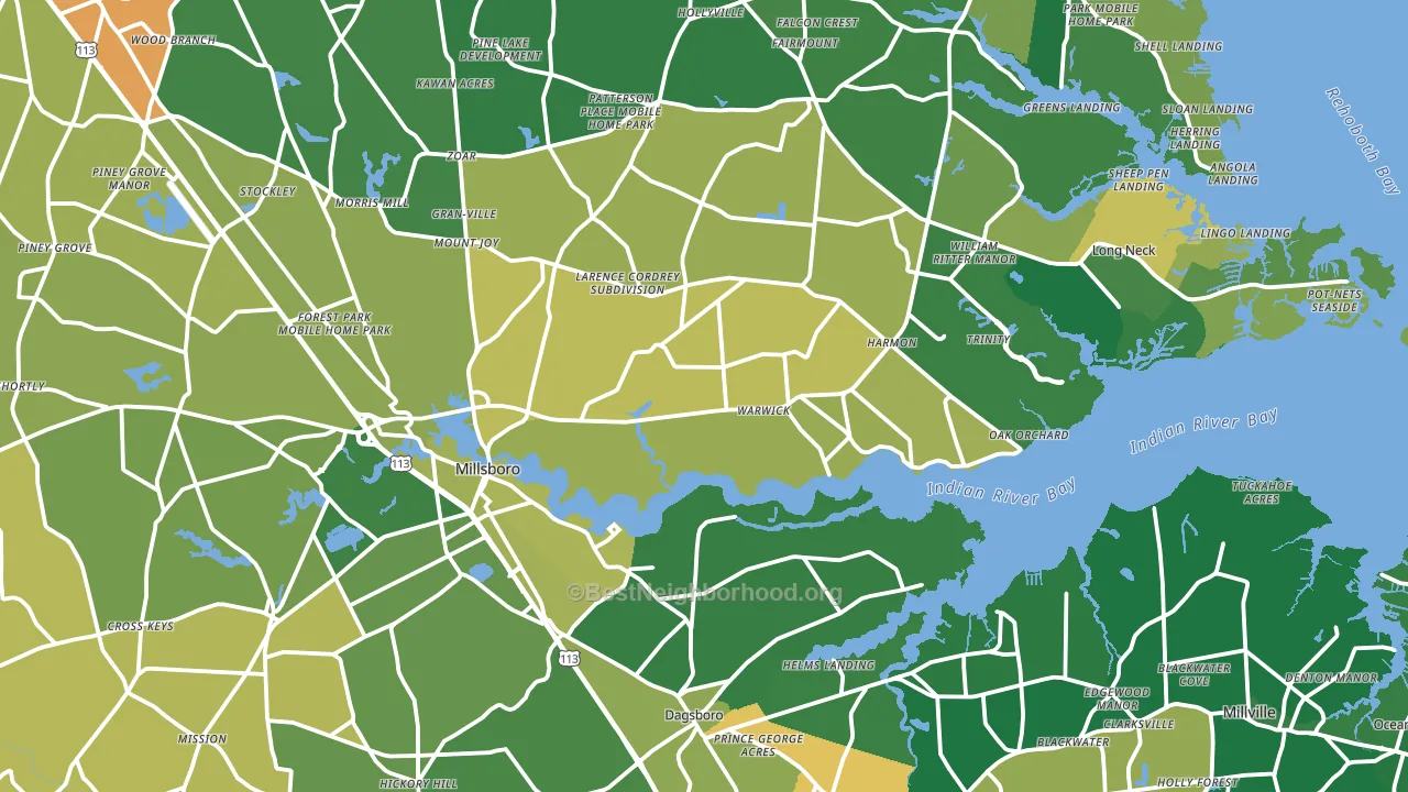Millsboro, DE block-group voter-turnout map