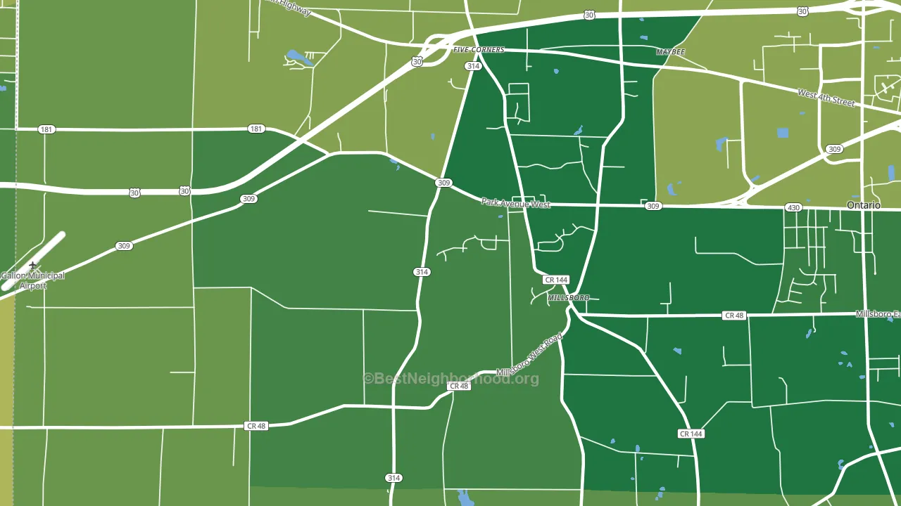 Millsboro, OH block-group voter-turnout map