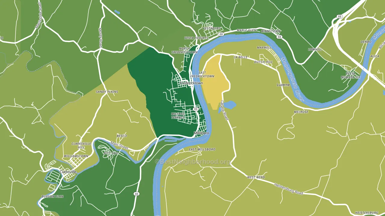 Millsboro, PA block-group voter-turnout map