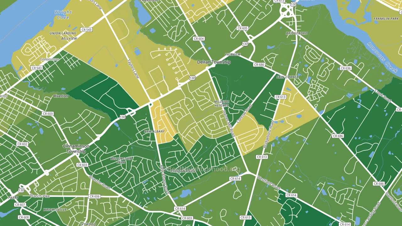 Millside Heights, Riverside, NJ block-group voter-turnout map