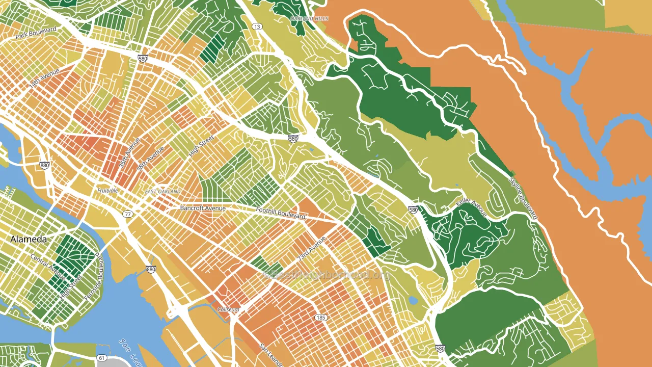 Millsmont, Oakland, CA block-group voter-turnout map