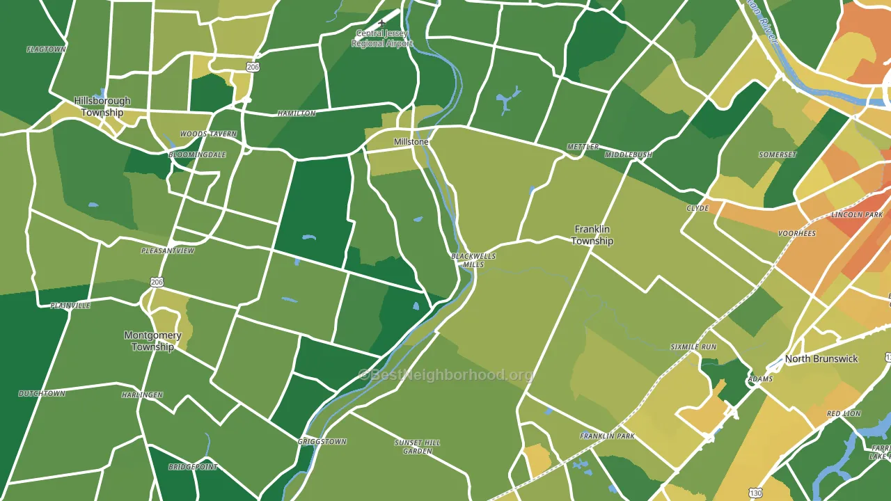 Millstone, NJ block-group voter-turnout map