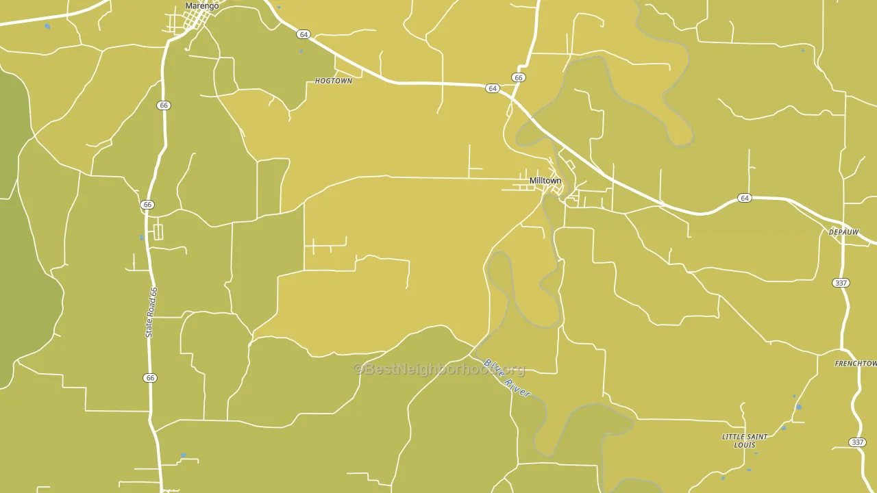 Milltown, IN block-group voter-turnout map
