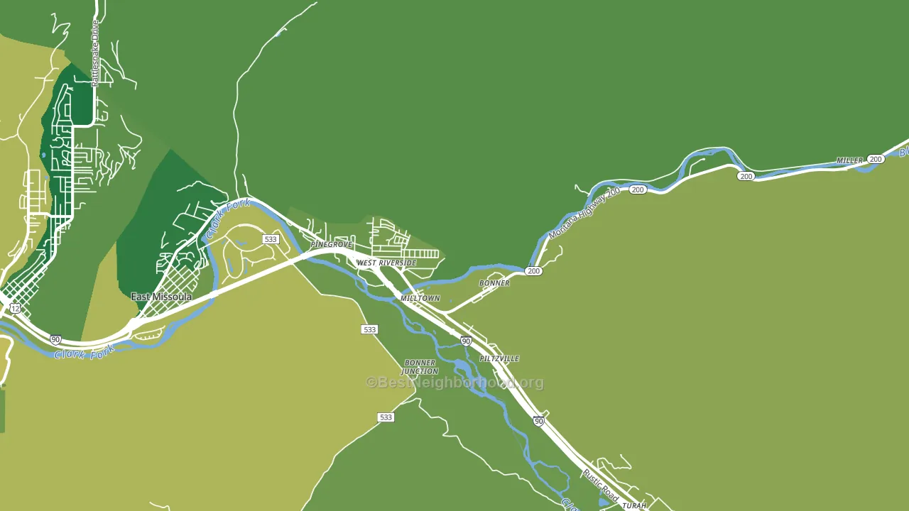 Milltown, MT block-group voter-turnout map