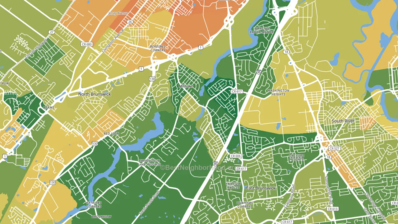 Milltown, NJ block-group voter-turnout map