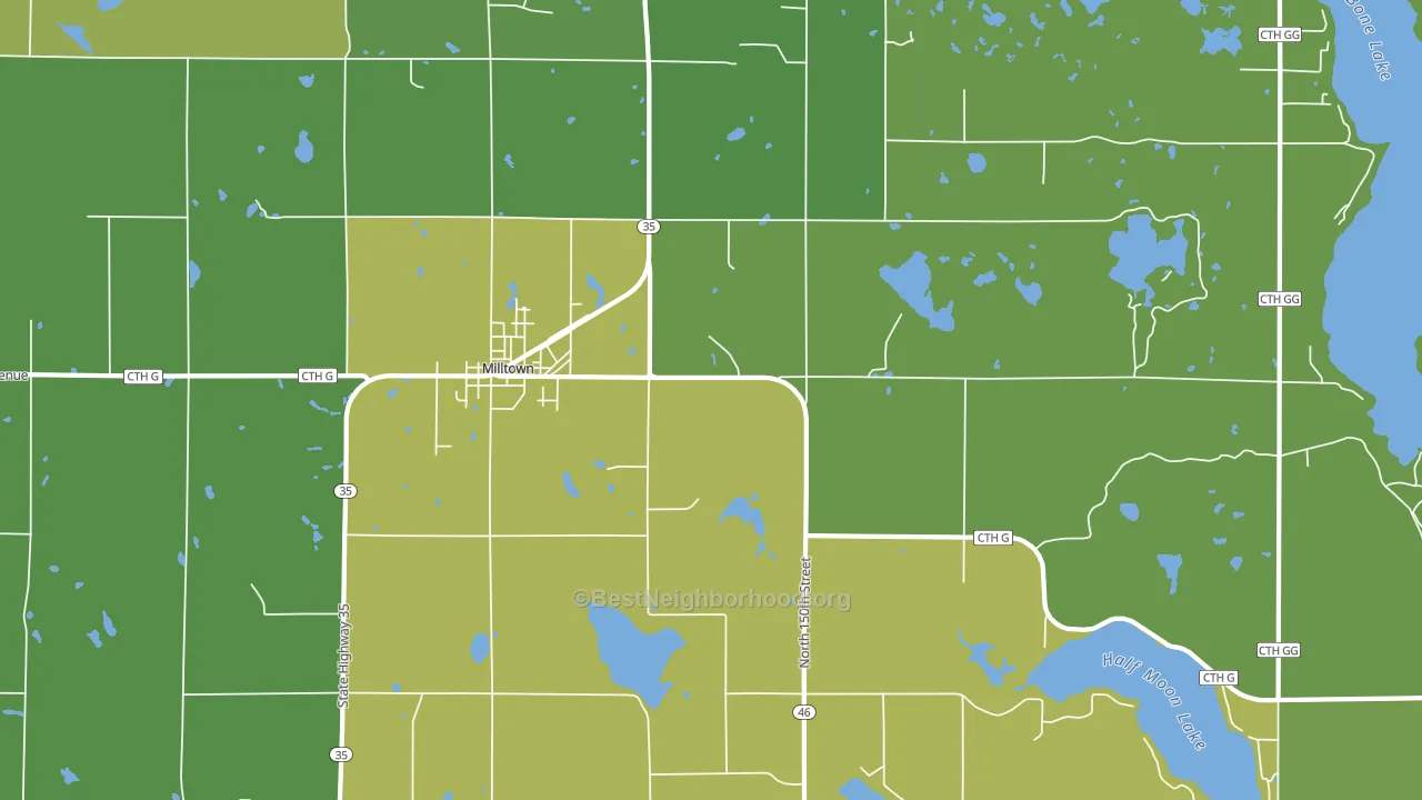 Milltown, WI block-group voter-turnout map