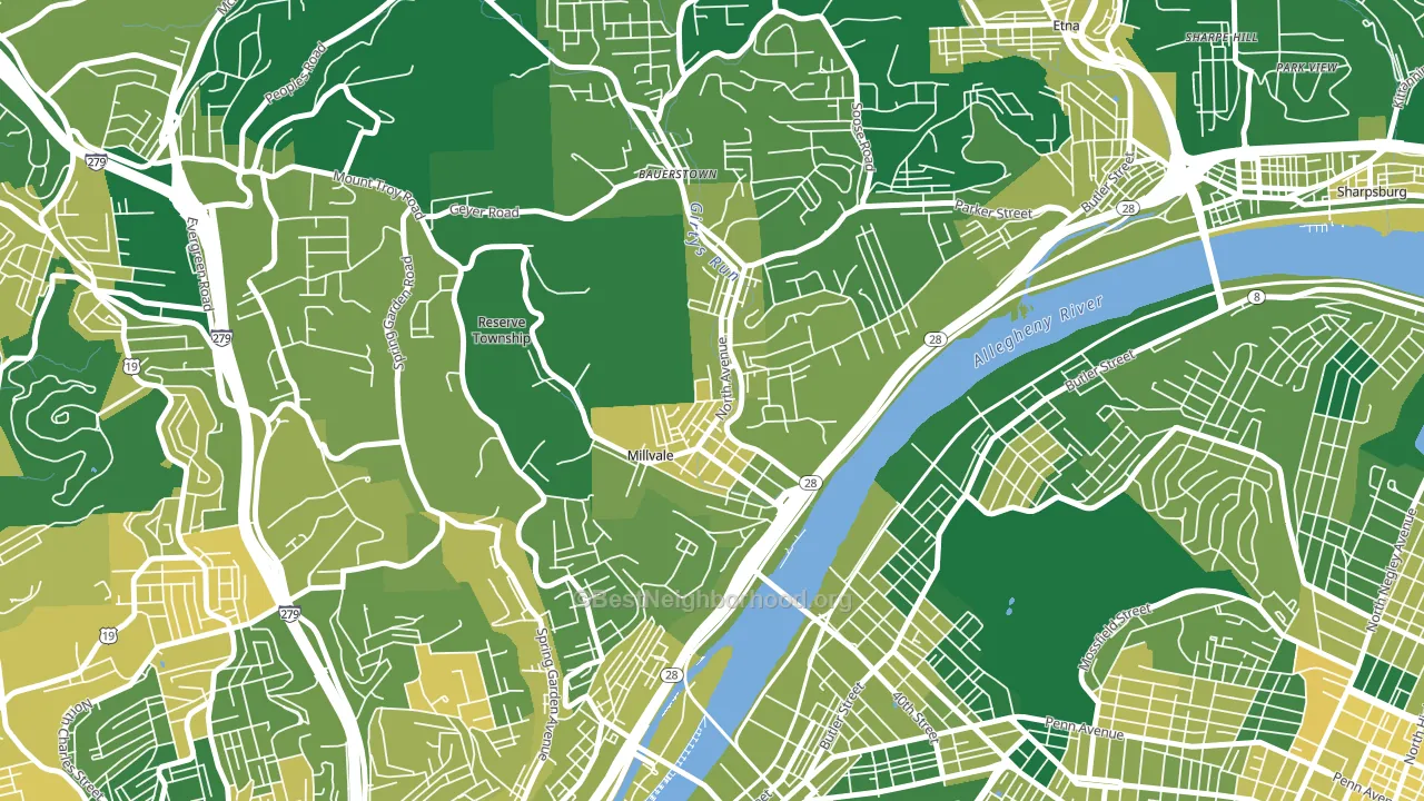 Millvale, PA block-group voter-turnout map