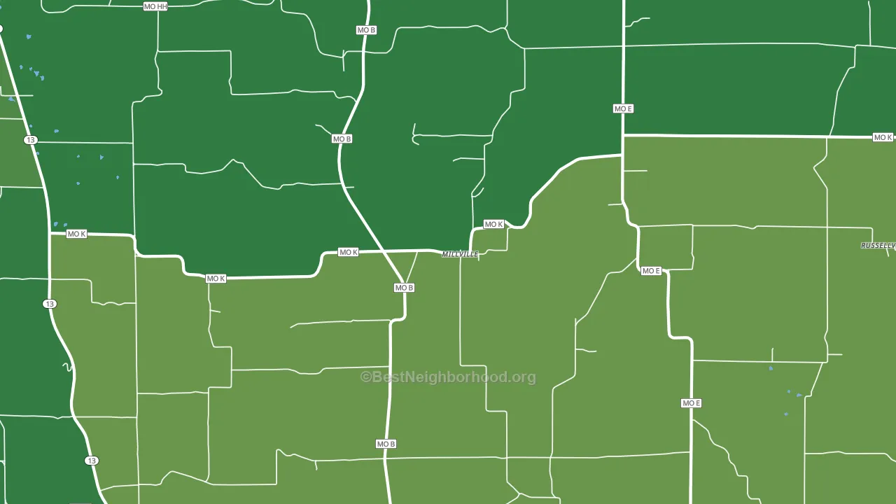 Millville, MO block-group voter-turnout map