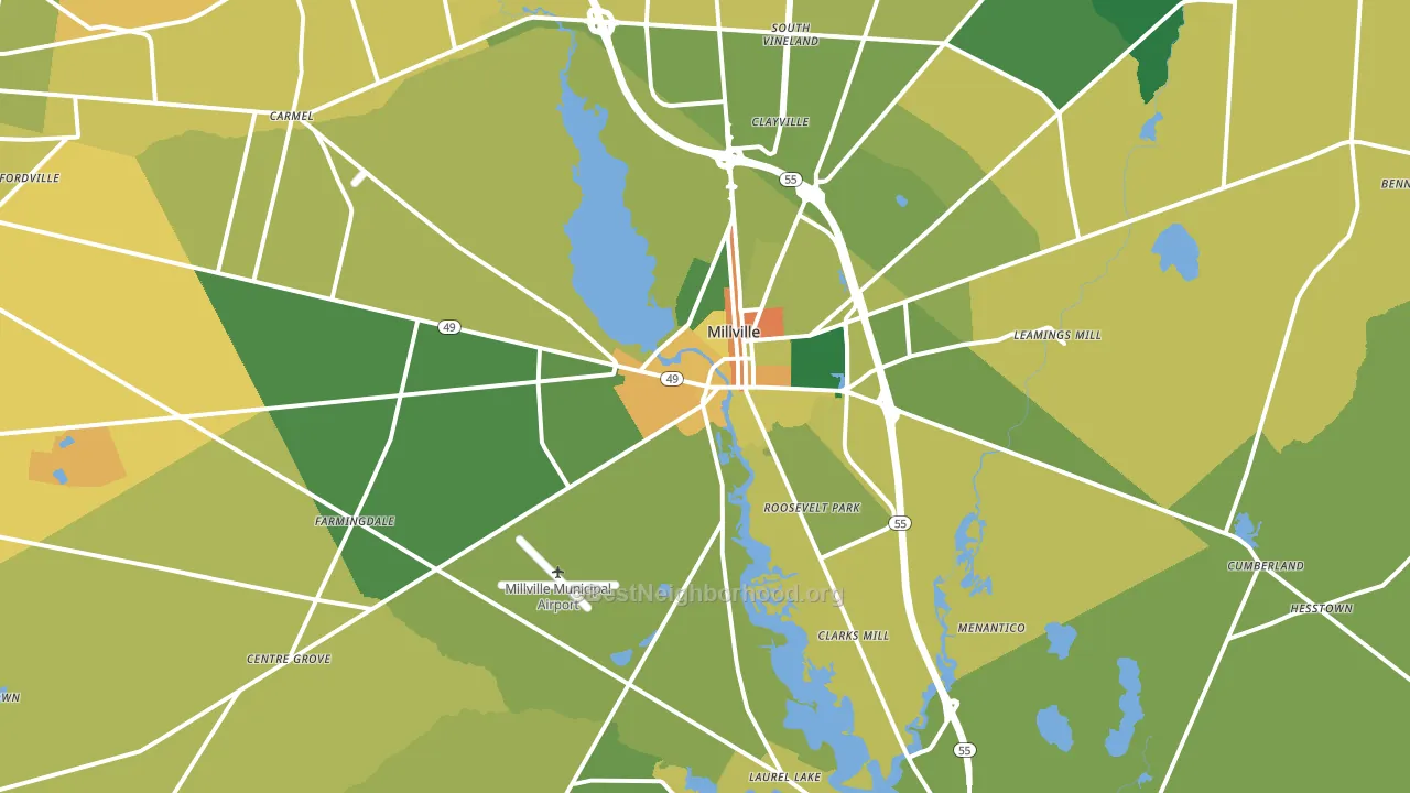 Millville, NJ block-group voter-turnout map