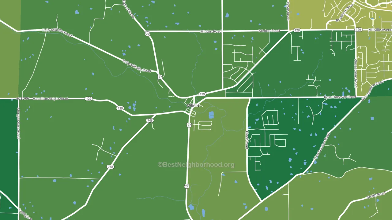 Millville, OH block-group voter-turnout map