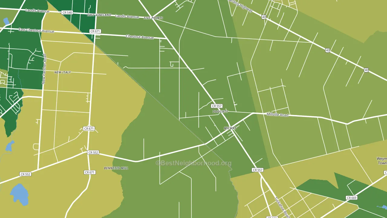 Milmay, NJ block-group voter-turnout map