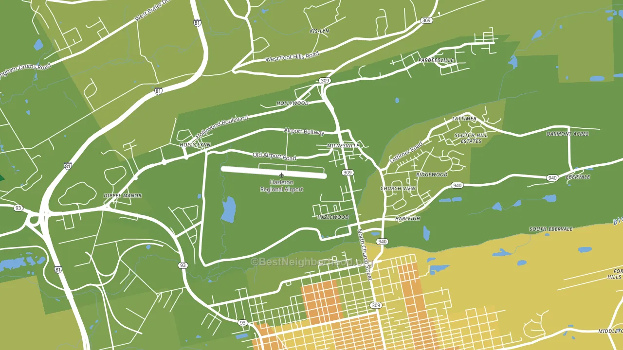 Milnesville, PA block-group voter-turnout map